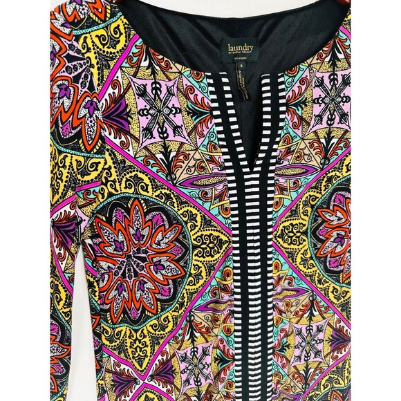 Laundry Shelli Segal Vibrant‎ Medallion Geometric Print Retro Shift Knee dress 8 - Picture 4 of 9